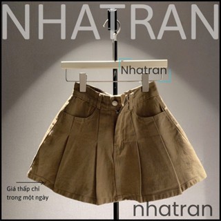 nhatran - Chân váy jean nữ phom ngắn xếp chíp ly chất mềm mịn có lót quần bảo hộ GN116