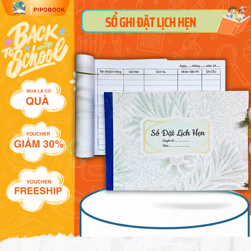 Sổ đặt lịch hẹn ( booking) khổ A4/ 200 trang giấy dày (8074)