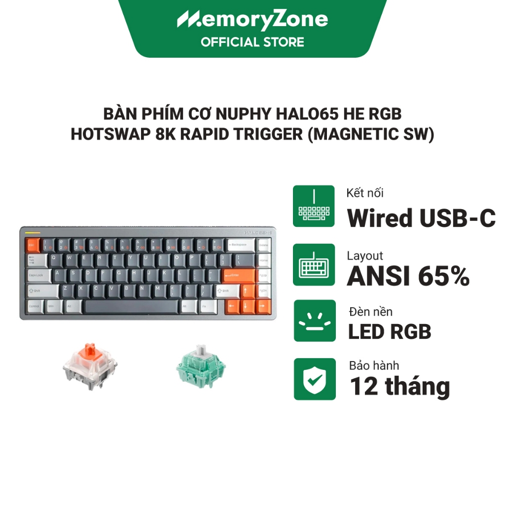Bàn phím cơ NuPhy Halo65 HE RGB Hotswap 8K Rapid Trigger (Magnetic Sw) - Bảo hành 12 tháng