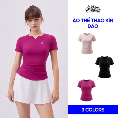 Áo thể thao nữ tay ngắn kín đáo trẻ trung tập gym, yoga, pickleball, cầu lông - Bikini Passport - BG131_HTD