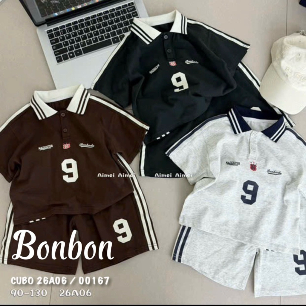 Set cotton polo số 9 aimei 26A06,2026cho bé trai hàng QC