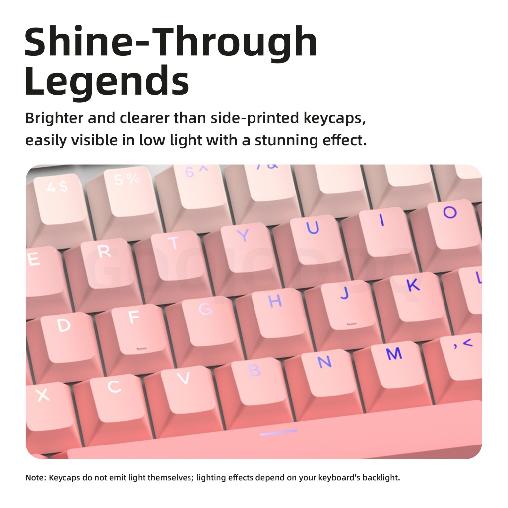 Nắp phím Bàn phím cơ GOOJODOQ 133 phím, keycap gradient cao cấp, mặt trước trong suốt, chống dầu | BigBuy360 - bigbuy360.vn