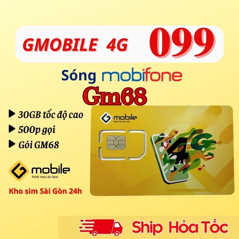 Sim số đẹp Gmobile số đẹp đầu số vàng 099 chọn số đẹp sẵn gói GM68