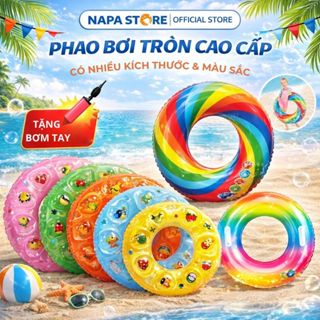 Phao Bơi Tròn Cao Cấp Đa Dạng Mẫu Mã An Toàn Dễ Dùng Cho Trẻ Em Có Kèm Bơm