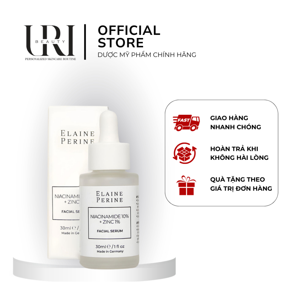 [Chính Hãng] ELAINE PERINE Niacinamide 10% + Zinc 1% Facial Serum – Serum Kiểm Soát Dầu 30ml