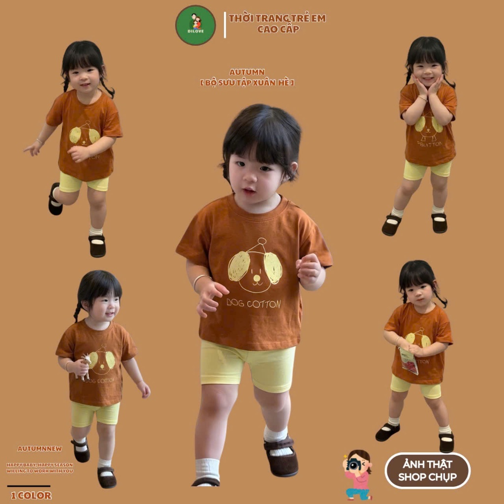 Quần áo bé gái DILOVE Đồ bộ cho bé gái mùa hè Set bộ cho bé gái ngắn tay chất liệu Cotton Bộ quần áo