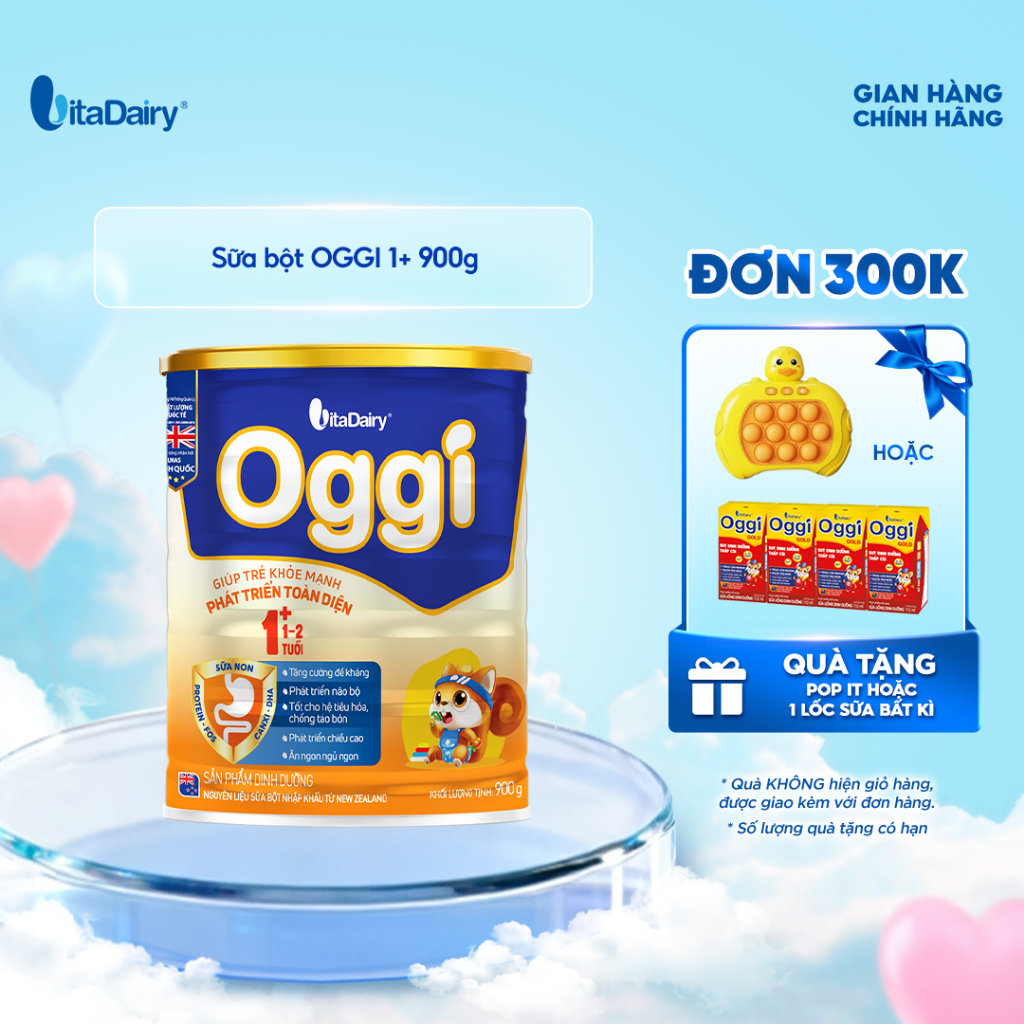 Sữa Oggi 1+ Lon 900g Cho Bé Từ 1 Tuổi – Hỗ Trợ Tăng Cân, Tiêu Hóa Tốt