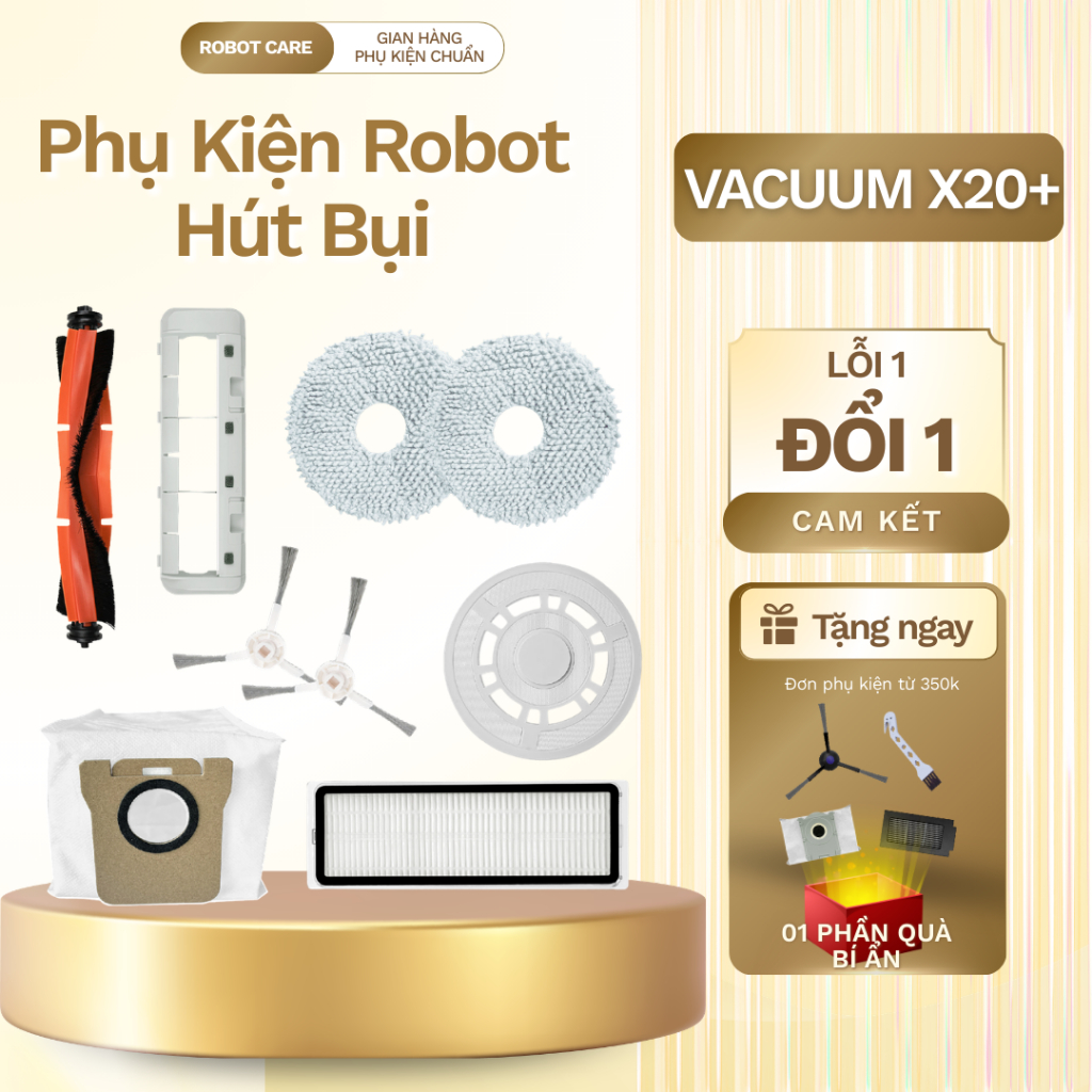 Phụ kiện robot Vacuum X20+ (X20 Plus) - Phụ kiện robot hút bụi lau nhà X20+ Đế khăn, Hộp bụi, Nắp Ch