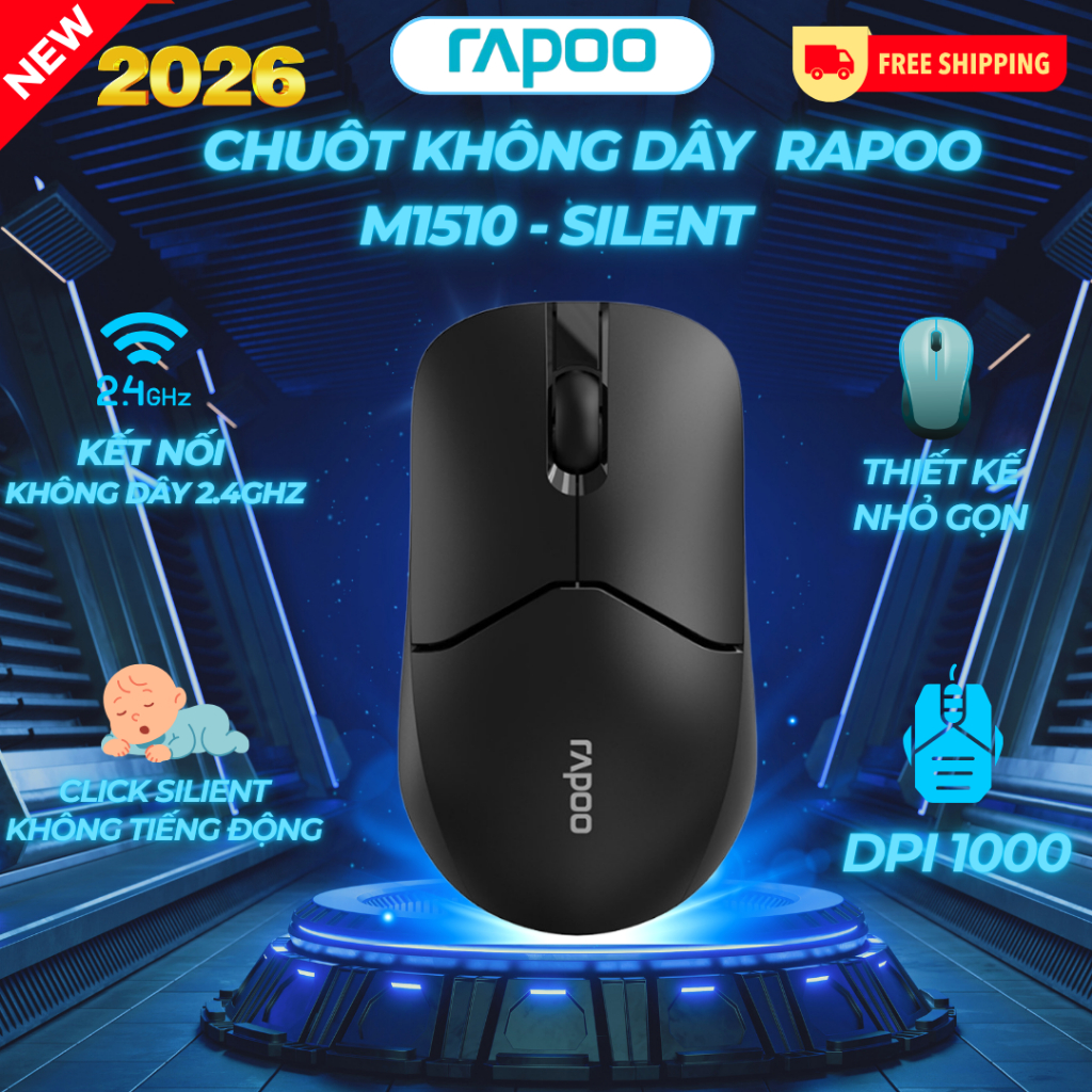 Chuột Không Dây Rapoo M1,M100,M300 Silent - Không tiếng ồn, Pin 12 Tháng, Kết nối Bluetooth, Bảo Hàn