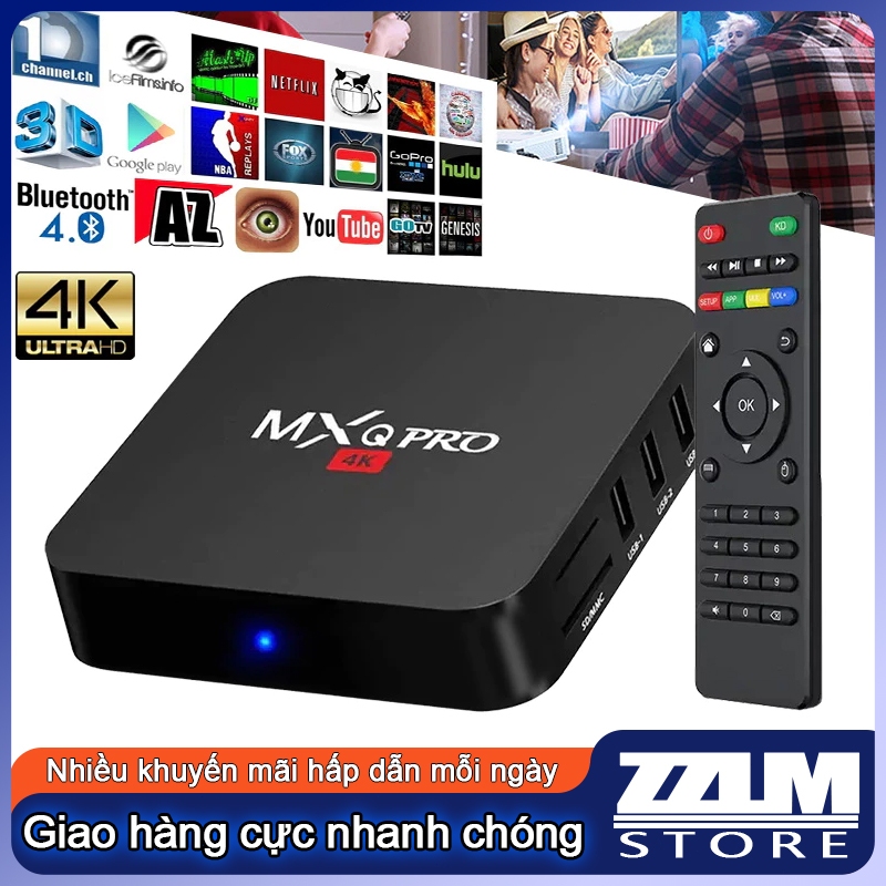 Android TV Box MXQ PRO 4,Hộp giải mã TV Internet,Tiếng Việt Wifi5G, Smart Tivi Box Xem Truyền Hình 100 Kênh Miễn Phí