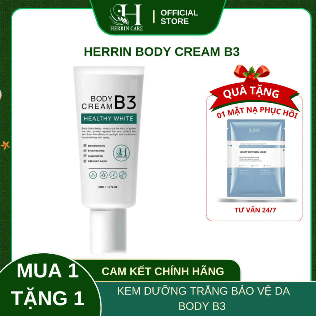 [ CHÍNH HÃNG HERRIN ]  BODY CREAM B3 Kem dưỡng trắng bảo vệ da Body B3 Herrin