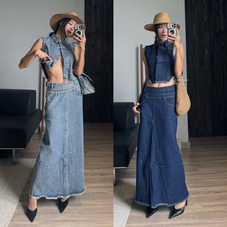 MIDDUA - SET váy DENIM GỒM VJ055 và GIlet07 bán tách lẻ món