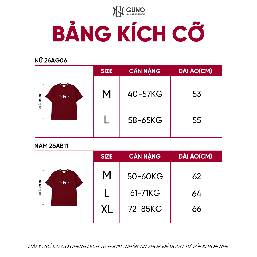 Áo Thun Nam Nữ Thêu Ngựa GUNO Cao Cấp Trơn Màu Cotton Co Dãn 4 Chiều Thoáng Mát SP5 26AG06/AB11 | BigBuy360 - bigbuy360.vn