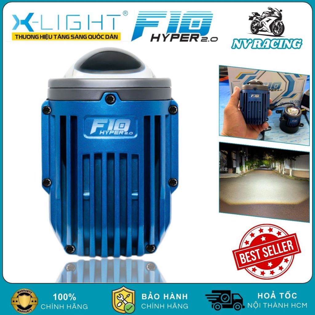 F10 Hyper 2.0, Đèn Bi Gầm X-LIGHT F10 Hyper 2.0 Inch Xe Ô Tô Công Suất 50W Thế Hệ Mới Bảo Hành 2 Năm