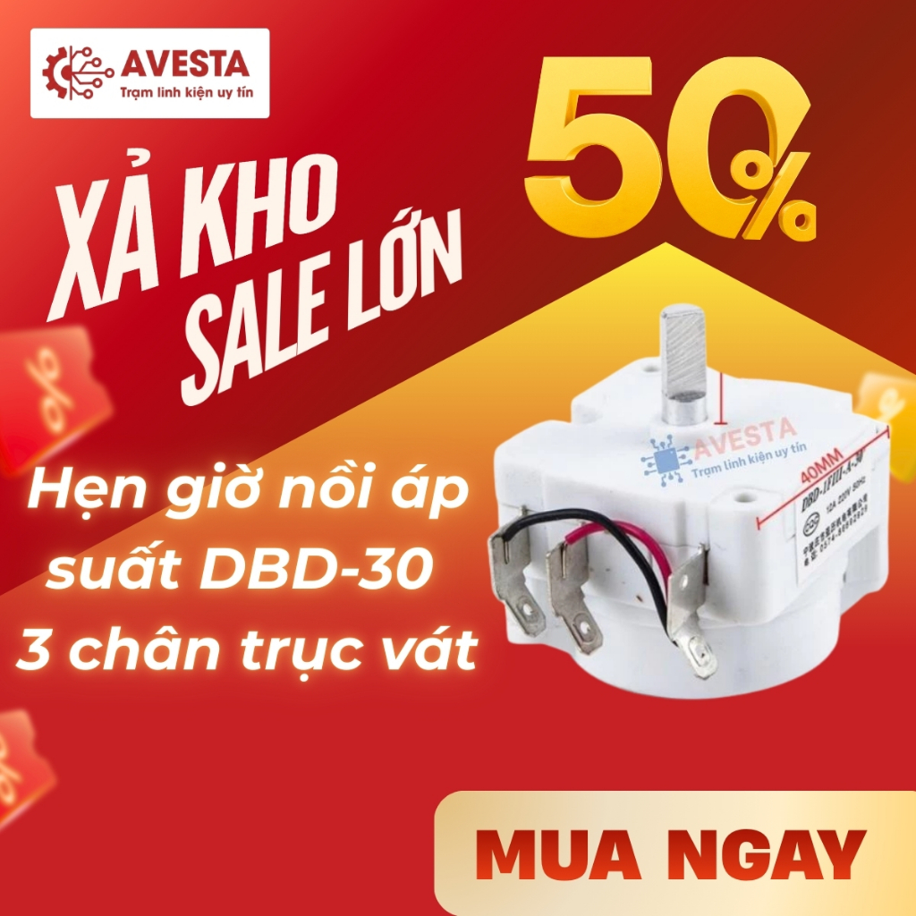Hẹn giờ nồi áp suất điện tử 30 phút DBD-30 3 chân trục vát chính hãng Avesta
