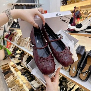 𝙔𝙐𝙇𝙄𝙉𝘼 - Giày nữ, giày búp bê đế bệt Mary Jane Mũi Vuông quai ngang phối khuy Đi Tiệc Đi Chơi V45