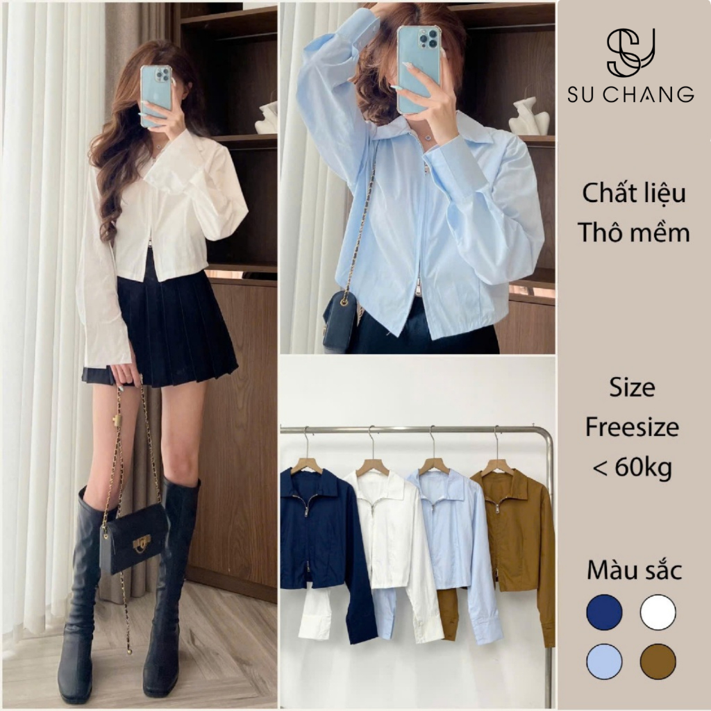 Áo Sơ Mi Nữ Khóa Dọc Hai Chiều Li Eo SU CHANG A2993 Thời Trang Nữ