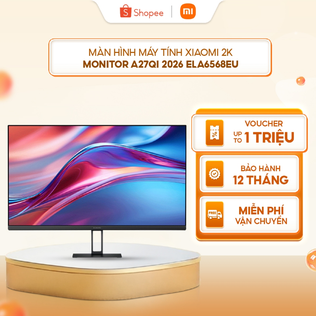 Màn hình máy tính Xiaomi 2K Monitor A27Qi 2026 ELA6568EU - Tần số quét 120Hz - Giảm ánh sáng xanh - 