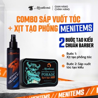 Combo Sáp vuốt tóc Menitems, sáp dưỡng tạo kiểu và Xịt tạo phồng tóc giữ nếp tóc lâu dài, tạo kiểu tự nhiên