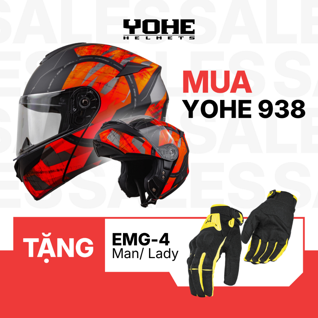 [Mua 1 Tặng 1] Mũ Bảo Hiểm Fullface Lật Hàm YOHE 938 Một Kính Chuẩn ECE22.05 An Toàn Đi Phượt [Chính Hãng Thanh Lý]