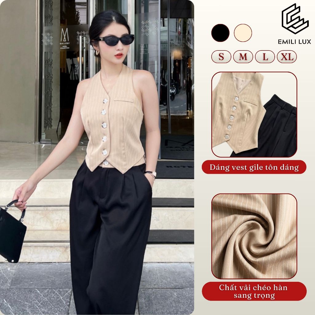 Áo ghi lê nữ phối quần ống suông Emili Design lịch thiệp [B28]