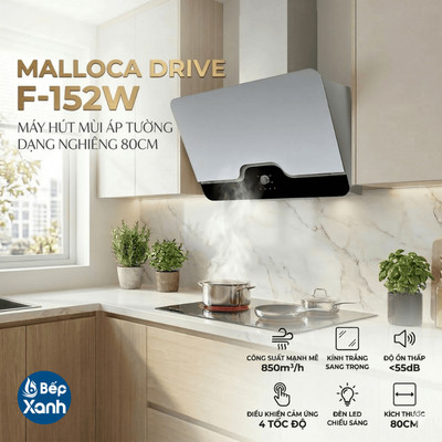 [FREESHIP HCM] Máy Hút Mùi Áp Tường Malloca Drive F-152W - Ngang 80cm - Công Suất Hút 850 m3/h