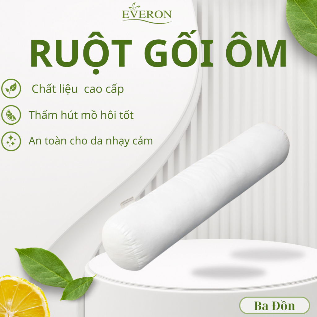 Ruột Gối Ôm Everon Cao Cấp – Gối Ôm Êm Mềm, Nhẹ, Thoáng Khí, Bông Micro Đàn Hồi Tốt, Ruột Gối Ôm Eve