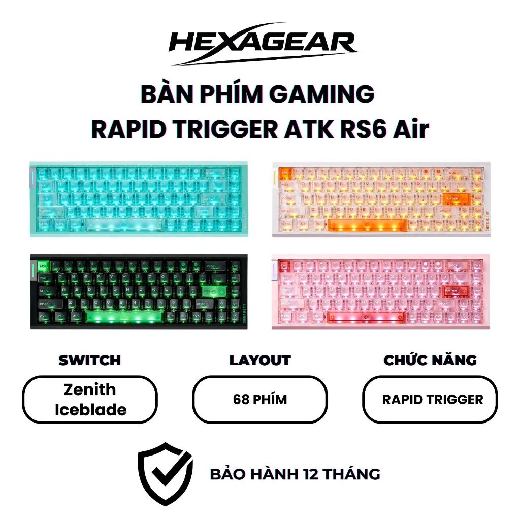 [SẴN GIAO] Bàn Phím Gaming Rapid Trigger ATK RS6 Air Esports | NEWSEAL | BH12Tháng