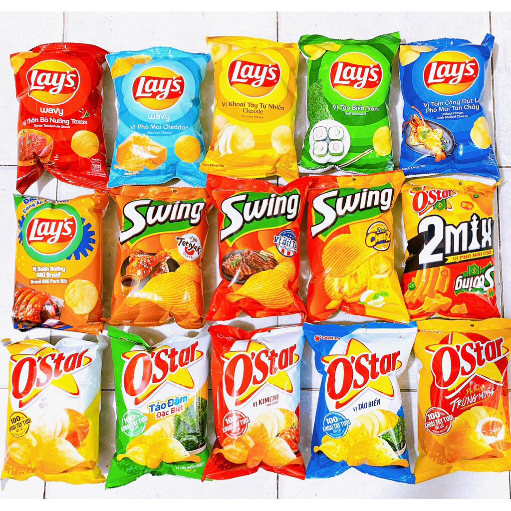 [Hỏa Tốc] Combo 10 Bánh Snack Khoai Tây Lay's , Ostar, Swing, Mix 3xg
