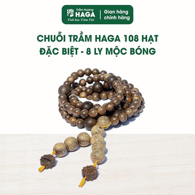Chuỗi Trầm HAGA 108 Hạt Đặc Biệt - 8 Ly Mộc Bóng