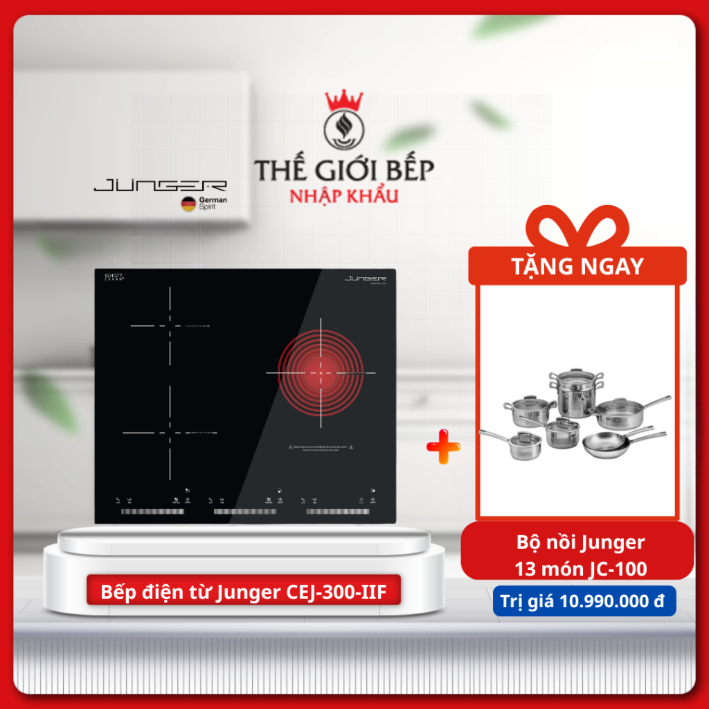[TẶNG NỒI] Bếp Điện Từ Junger CEJ-300-IIF – Sang Trọng, Hẹn Giờ, Khóa Trẻ Em, Tiết Kiệm Điện