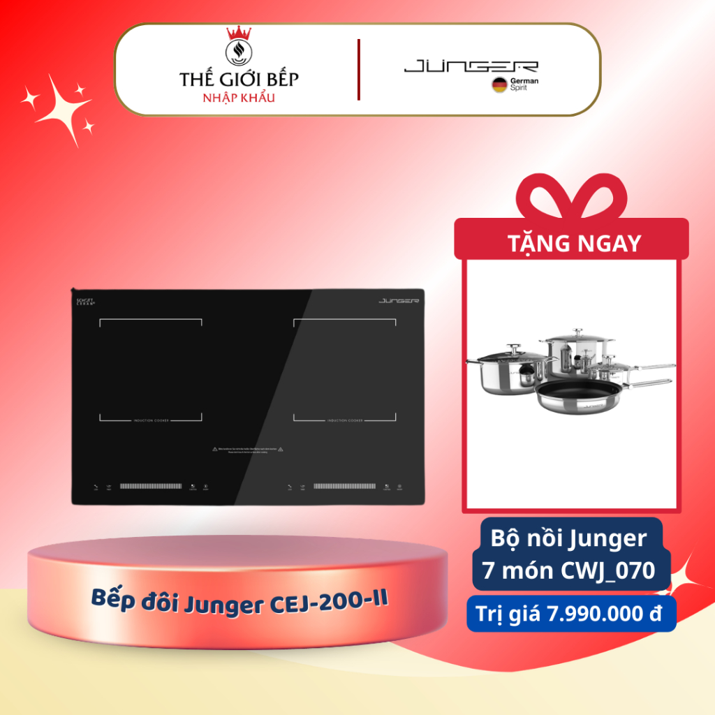 [TẶNG NỒI] Bếp Từ Âm Đôi Junger CEJ-200-II – Lựa Chọn Hoàn Hảo Cho Gian Bếp Hiện Đại