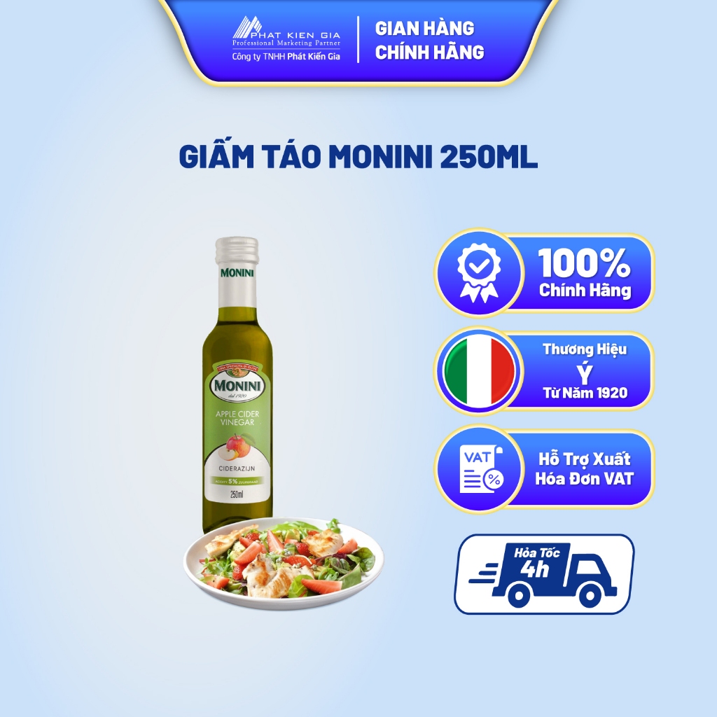 Giấm Táo Monini 250ml - Nhập Khẩu Ý | Monini Apple Cider Vinegar 250ml