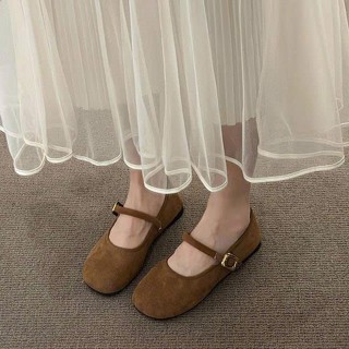 Mary Jane Da Lộn Phối Khuy Hàng Cao Cấp E12