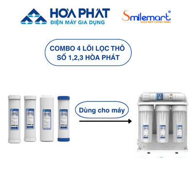 Combo bộ 4 lõi lọc cao cấp Hòa Phát: 2 lõi số 1+1 lõi số 2+1 lõi số 3- Hàng chính hãng