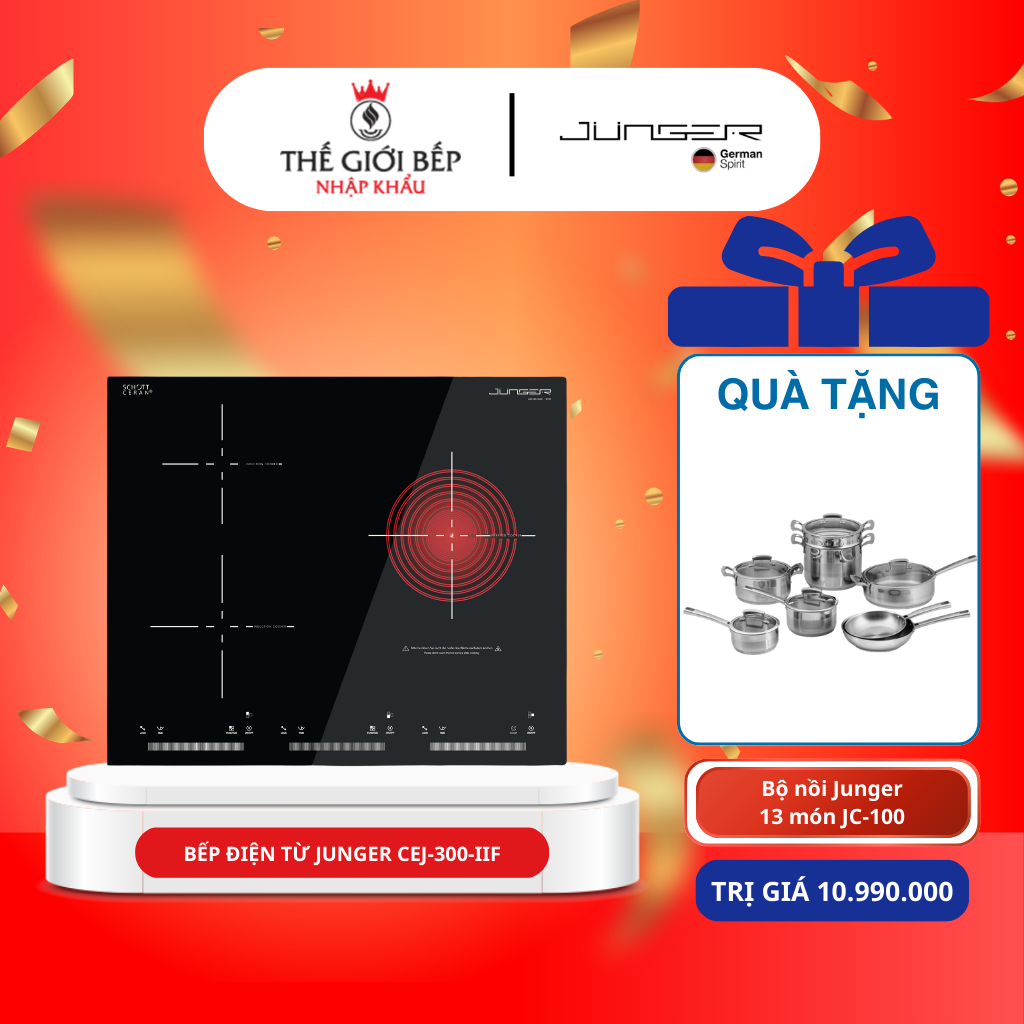 [TẶNG NỒI] BẾP ĐIỆN TỪ BA JUNGER CEJ-300-IIF – Bảng điều khiển cảm ứng, nhiều tính năng an toàn