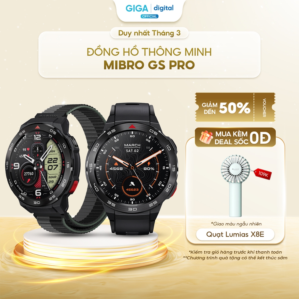 Đồng Hồ Thông Minh Mibro GS/ GS Pro - Có Định Vị GPS, Chống Nước Chuẩn 5ATM, Hoạt Động Chế Độ Thường Tới 24 Ngày