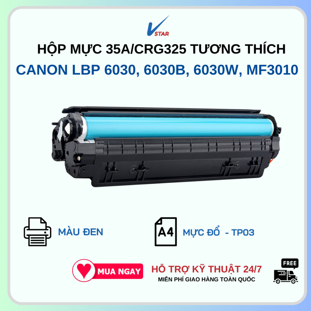 COMBO Hộp mực 35a 36A 85A (CB435A/36A) dùng cho máy in Canon 6030, 6030W, 6030B - Tương thích