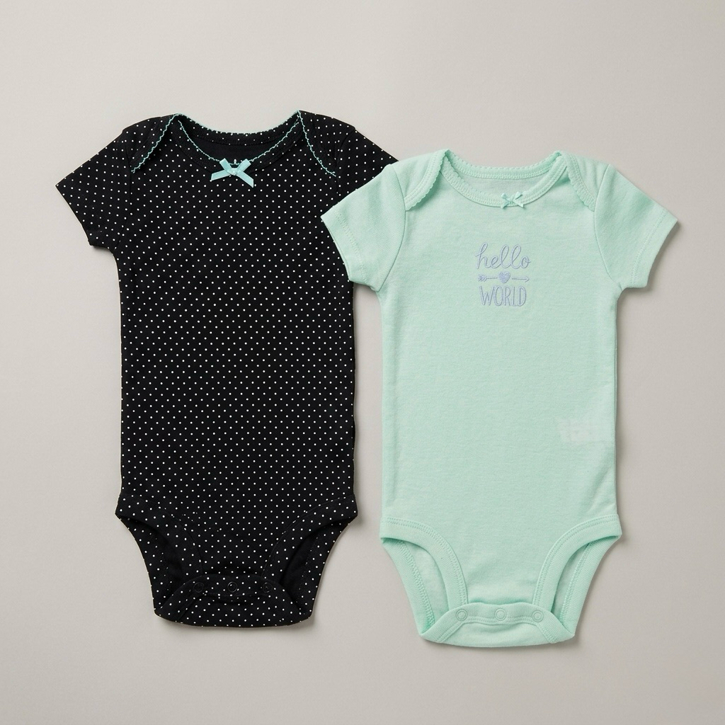 Combo 2 Bodysuit Cộc Tay CARTERS Bé Gái Sơ Sinh Size 0-3M - Cotton 100% Mềm Mịn Thoáng Mát