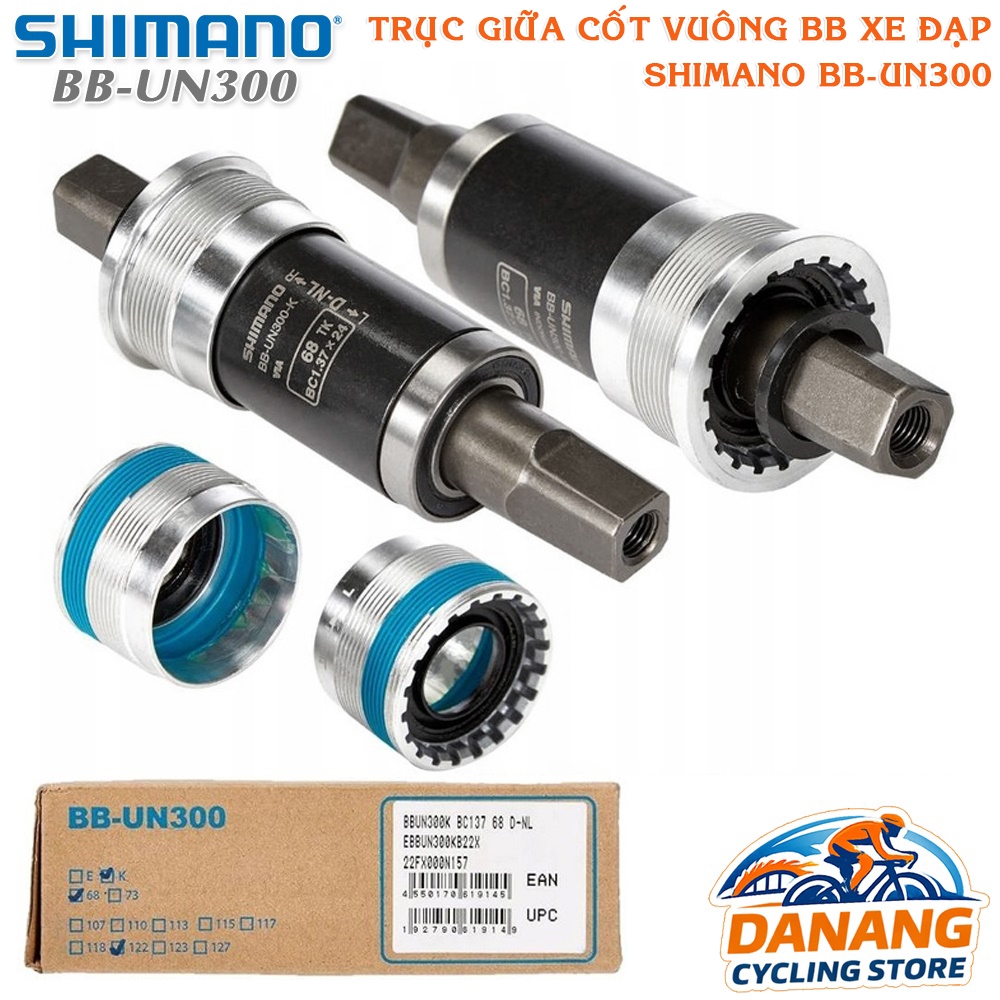 Trục Giữa Xe Đạp Cốt Vuông Bạc Đạn SHIMANO BB UN300 – Chính Hãng, Quay Trơn, Bền