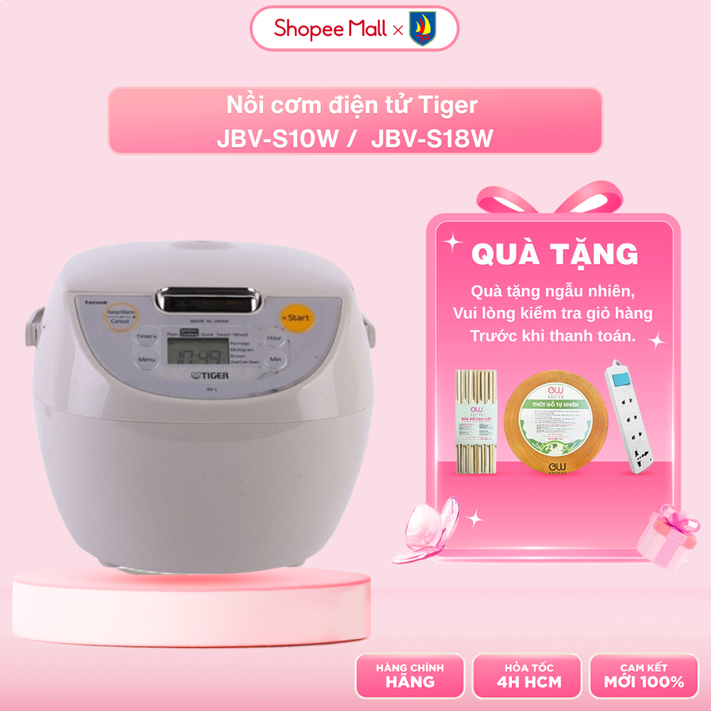 Nồi cơm điện tử Tiger JBV-S10W /  JBV-S18W - 1 Lít/ 1.8 Lít - Điện 220V - Bảo hành chính hãng 1 năm