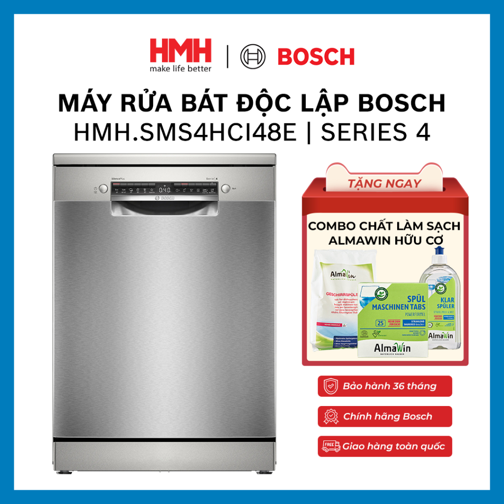 [CHÍNH HÃNG] Máy Rửa Bát Bosch Độc Lập 60 cm HMH.SMS4HCI48E