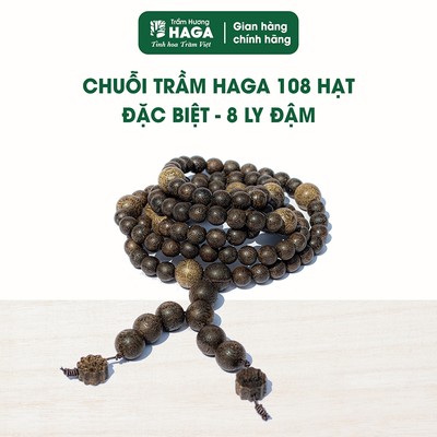 Chuỗi Trầm HAGA 108 Hạt Đặc Biệt - 8 Ly Đậm