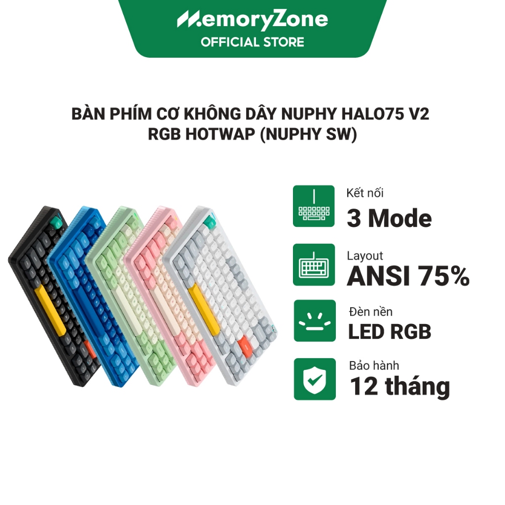 Bàn phím cơ không dây Nuphy Halo75 V2 RGB Hotswap (Nuphy Sw) - Bảo hành 12 tháng chính hãng