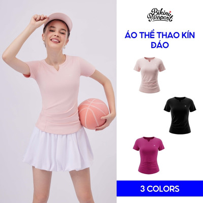 Áo thể thao nữ tay ngắn kín đáo trẻ trung tập gym, yoga, pickleball, cầu lông - Bikini Passport - BG131_RT