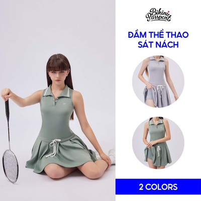 Bộ đồ thể thao nữ kiểu đầm sát nách năng động chơi tennis, pickleball, cầu lông - Bikini Passport - BG127_MS