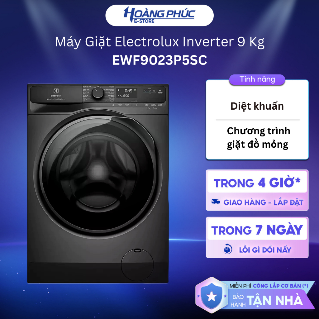 Máy Giặt Electrolux Inverter 9 Kg EWF9023P5SC (Xám Đen) / EWF9023P5WC (Trắng) {Ship HCM 0Đ}