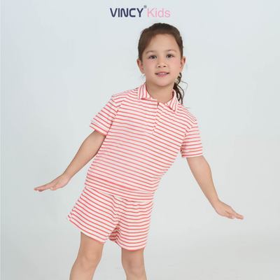 KST01S5T01- BỘ SHORT THUN VỚI THIẾT KẾ CỔ BẺ MANG PHONG CÁCH NĂNG ĐỘNG ,DỄ THƯƠNG TẠO CẢM GIÁC THOẢI MÁI CHO BÉ KHI MẶC