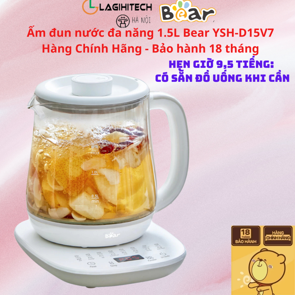 [LIVE] Ấm đun nước đa năng 1.5L Bear YSH-D15V7 (không kèm lõi lọc trà) -Chính Hãng-BH 18 Tháng