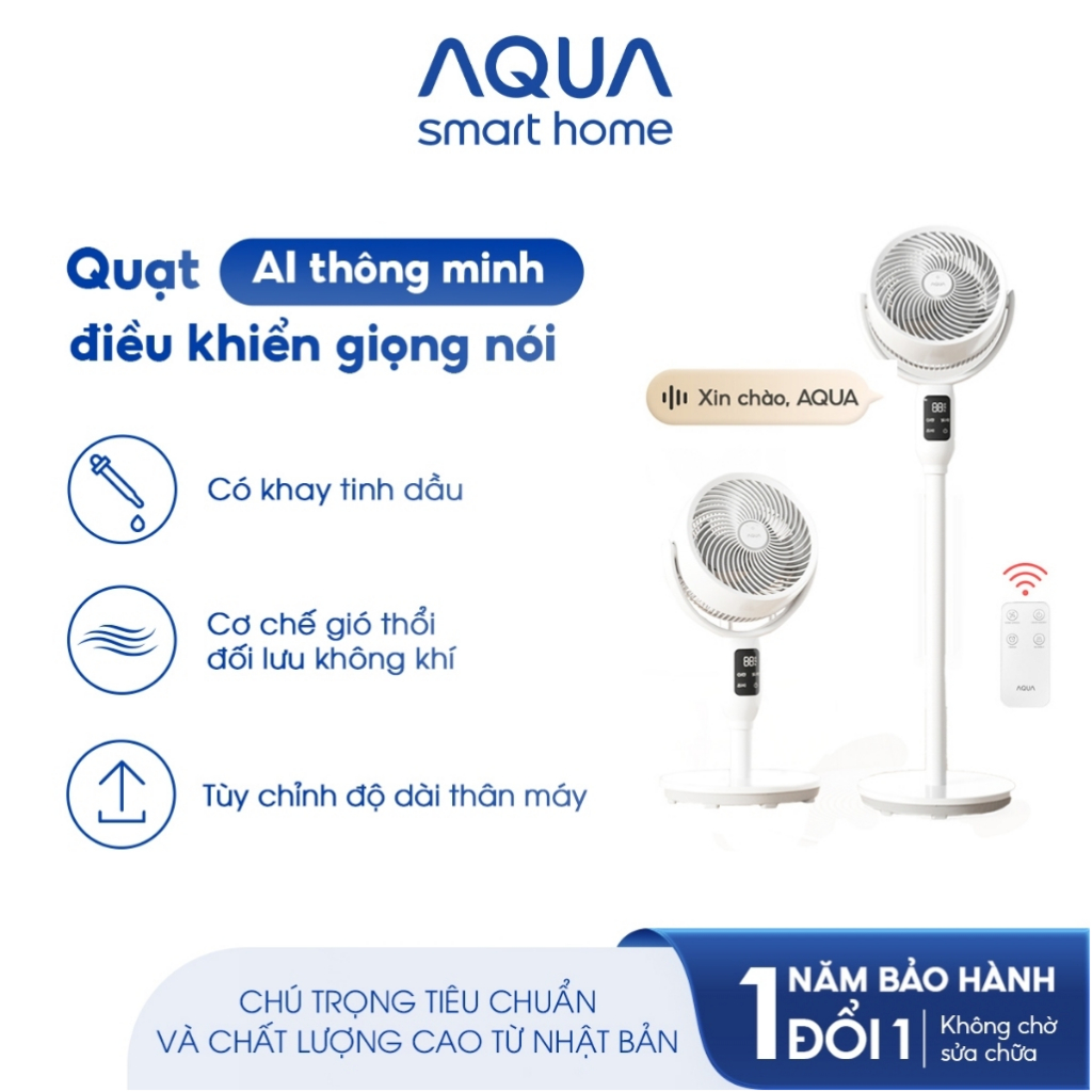 Quạt đứng đối lưu không khí Aqua ED1823T tích hợp AI điều khiển giọng nói thông minh
